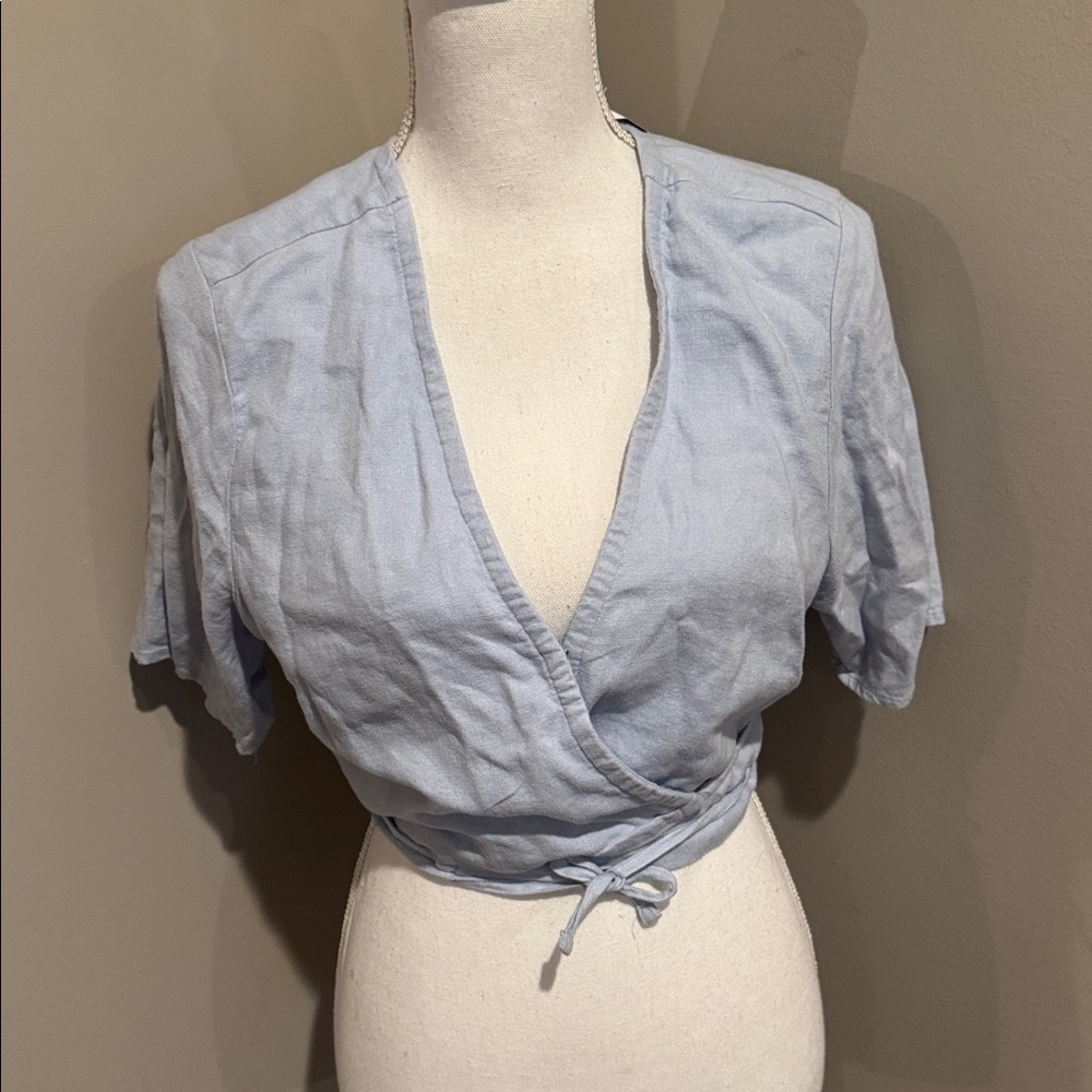 Abercrombie and Fitch NWT linen blend wide leg pull on cropped pants. - Picture 7 of 11